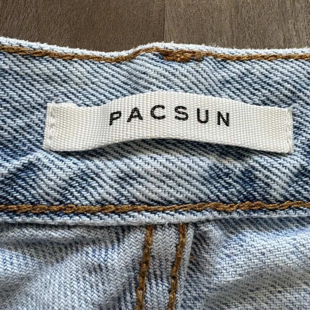 PacSun High Rise Straight‎ Leg Jeans Women's Size 27 Light Wash Denim Blue Flaw - Picture 8 of 16